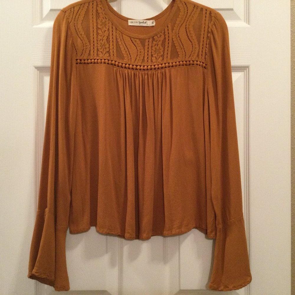 NEW! Embellished Live to be Spoiled BLOUSE bell sleeves